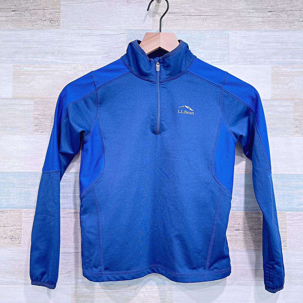 LL BEAN Lightweight 1/4 Zip Pullover Blue Performance Jersey Mock Neck Boys 6X 7
